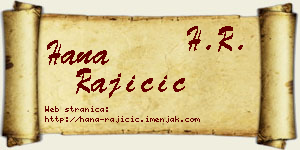 Hana Rajičić vizit kartica
